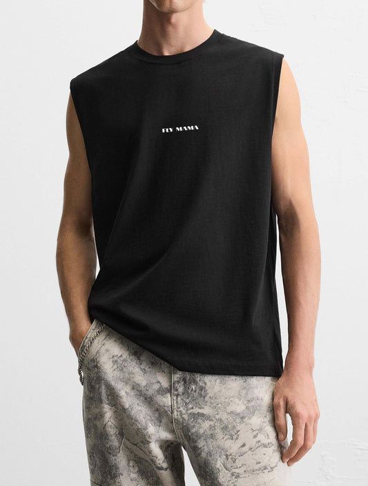 Sleeveless T-shirt - Basic ( Black )