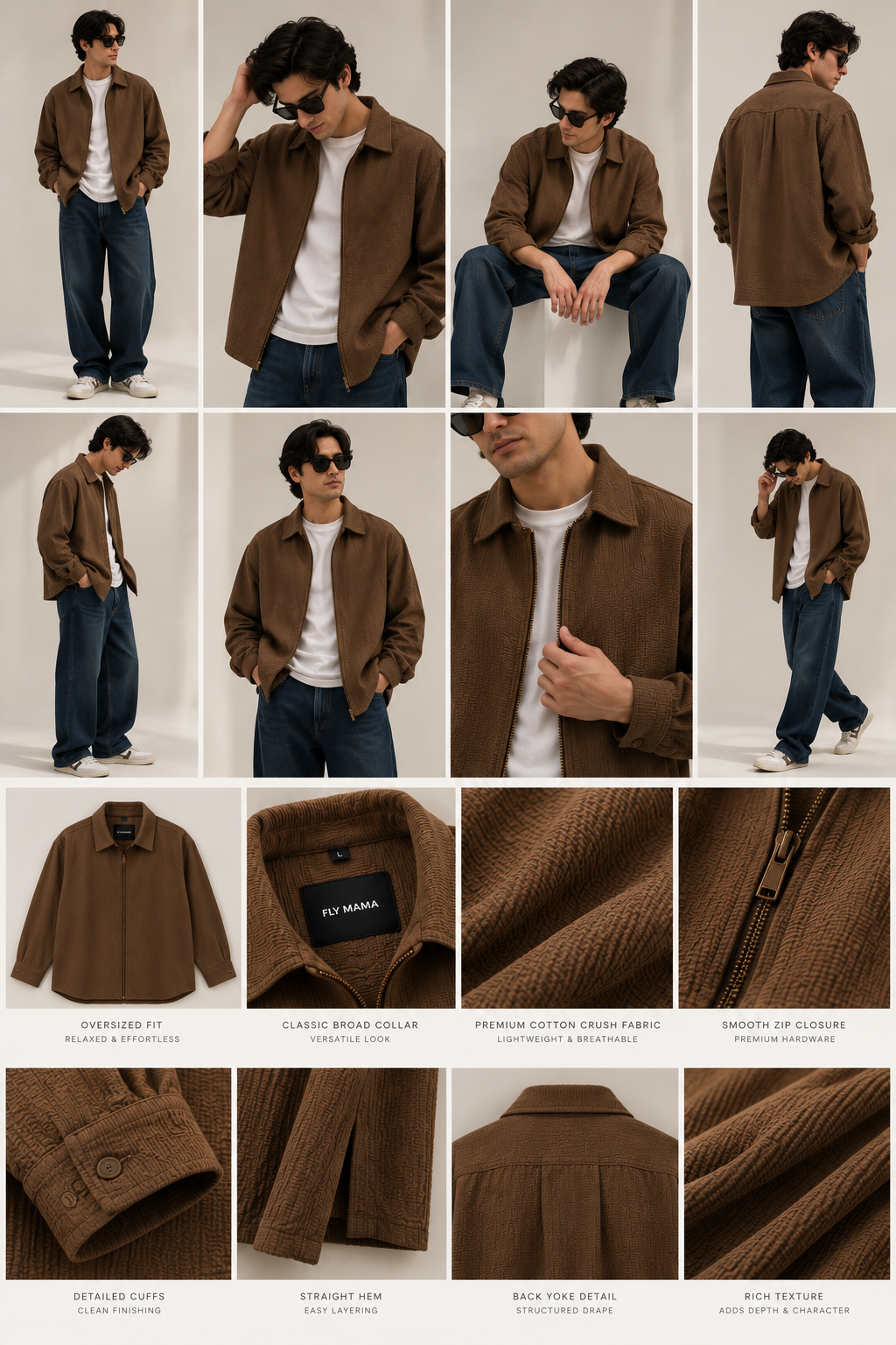 Cotton Crush Overshirt - Dark Brown