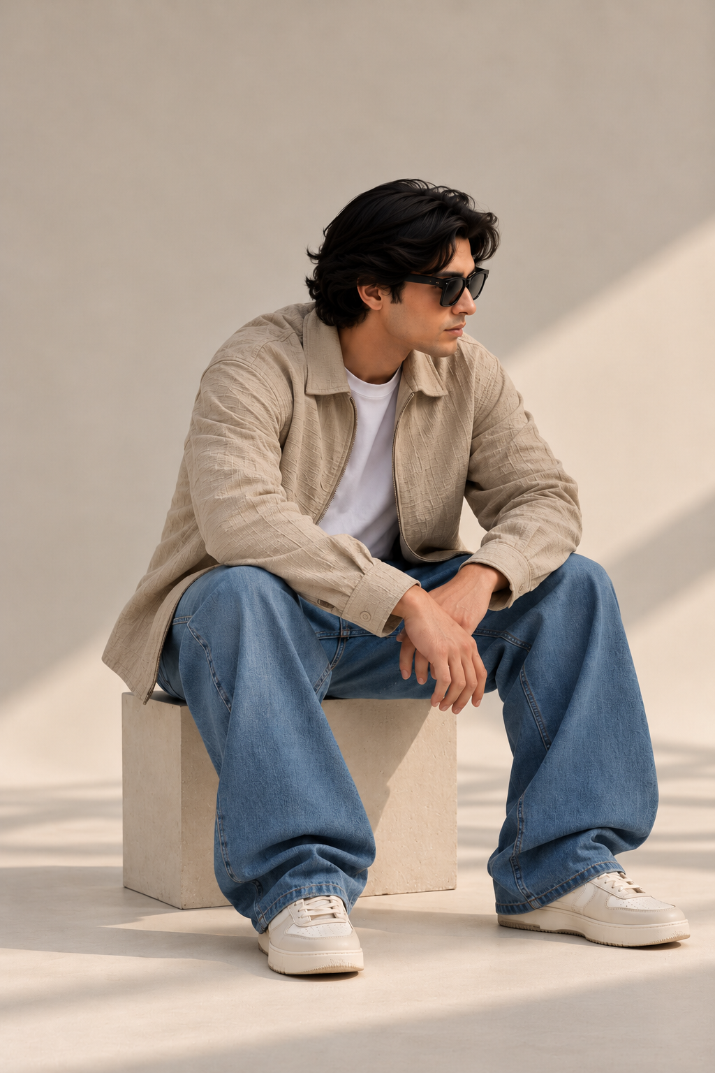 Cotton Crush Overshirt - Cream