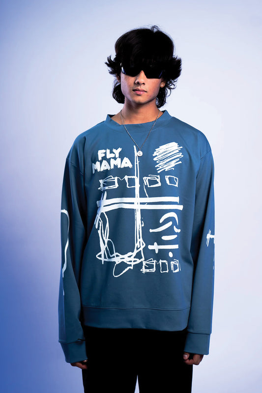 ABSTRACT BLUE SWEATSHIRT