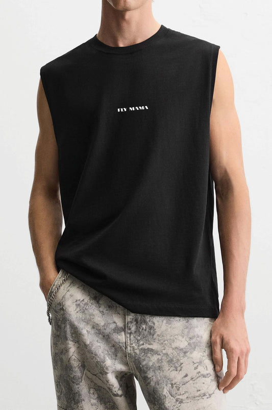 Sleeveless T-shirt - Basic ( Black )